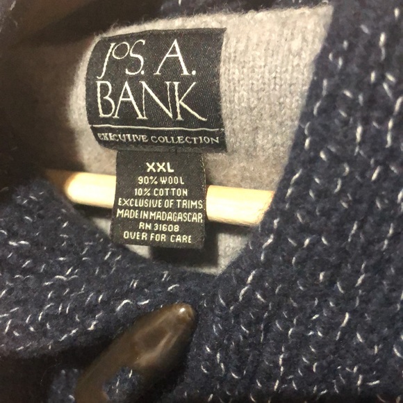 Jos A Bank Blue Wool Sweater with Toggle Closure - Picture 6 of 7